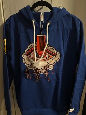 Fifth Loop Royal Blue Hoodie with Eye-in-Cloud Graphic